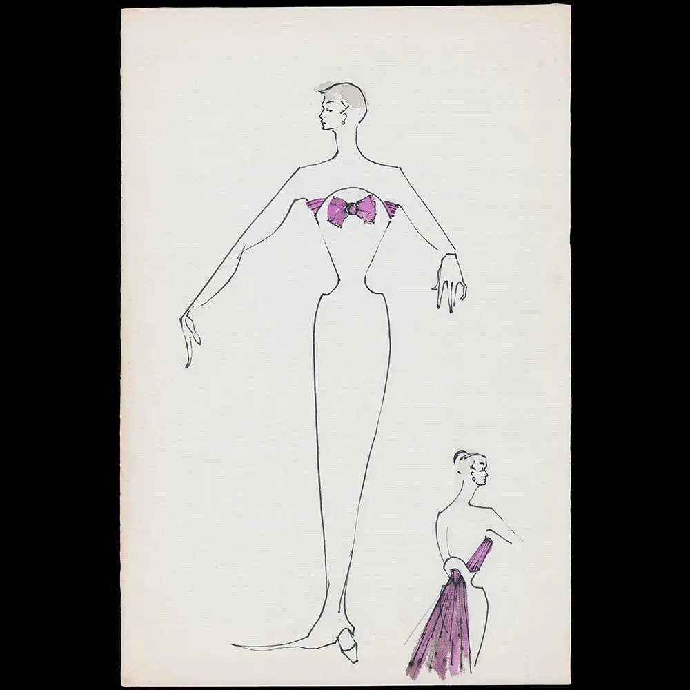 Serge Matta - Dessin De Robe Du Soir Pour Schiaparelli (1950-1954) 1