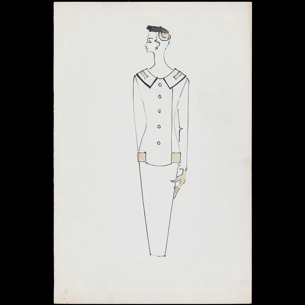 Serge Matta - Dessin De Tailleur Pour Schiaparelli (1950-1954) 1