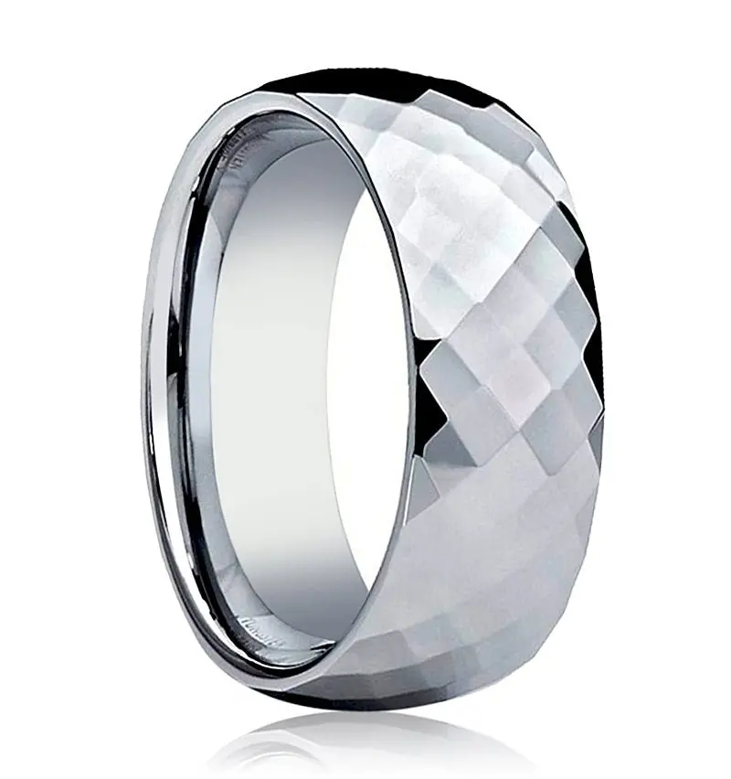 Scottsdale | Tungsten Ring, Diamond Faceted, Domed 1