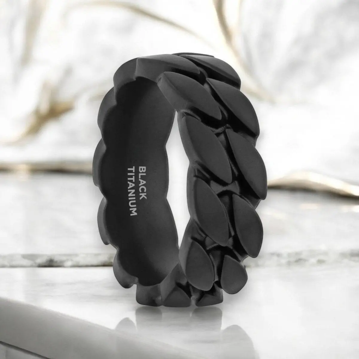 Sentinel | Black Zirconium Ring, Chain Link Pattern 1