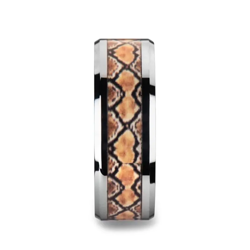 Serpentine | Tungsten Ring Boa Snake Skin Design Inlay 2
