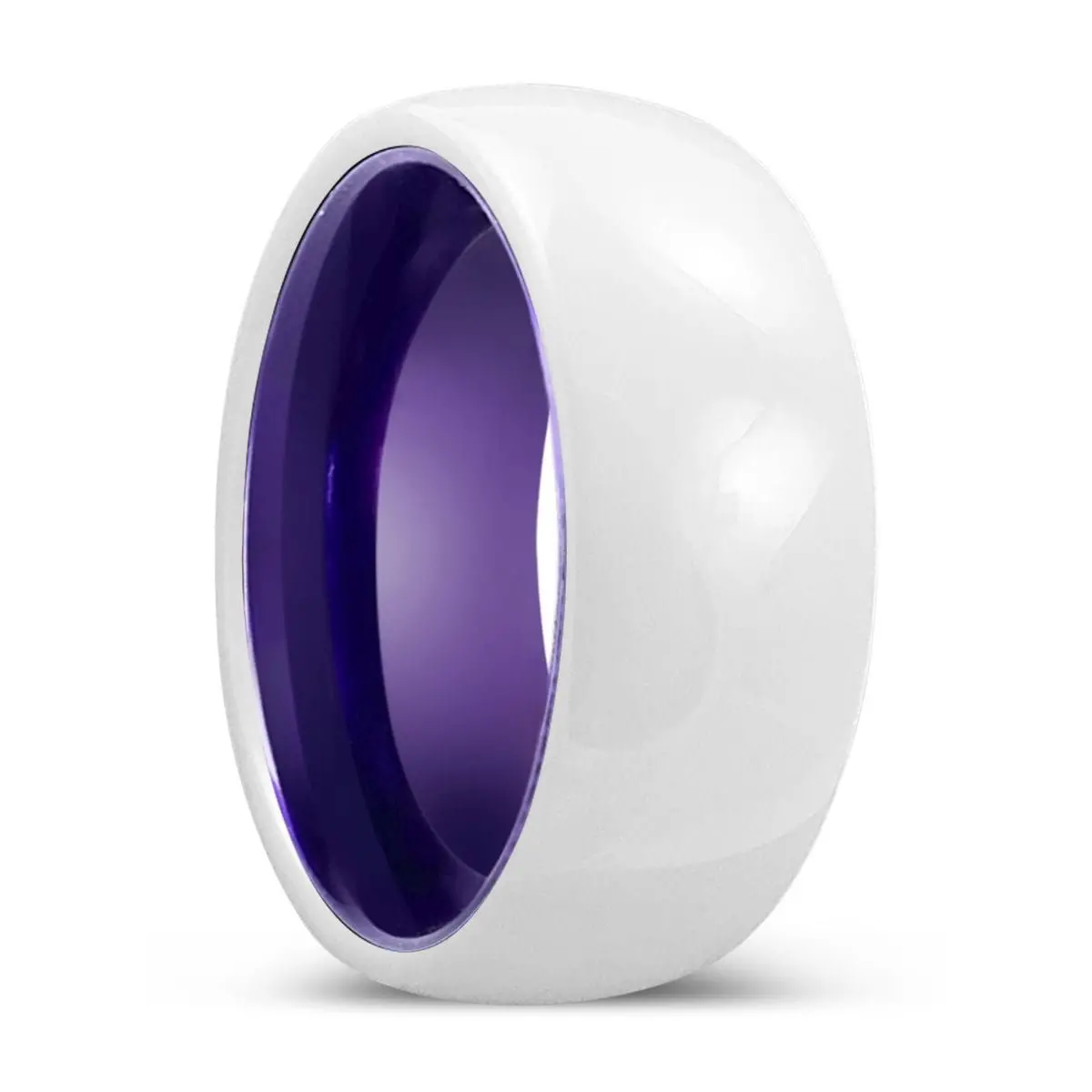 Shimmer | Purple Ring, White Ceramic Ring, Domed 1
