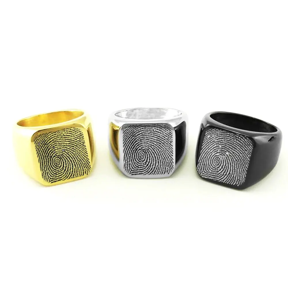 Signet Ring - Custom Signet Ring - Fingerprint Ring 1