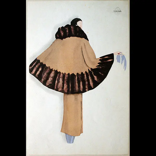 Fourrures Simon Frères - Diana, Manteau En Agneau Rasé Garni De Taupe (1929) 1