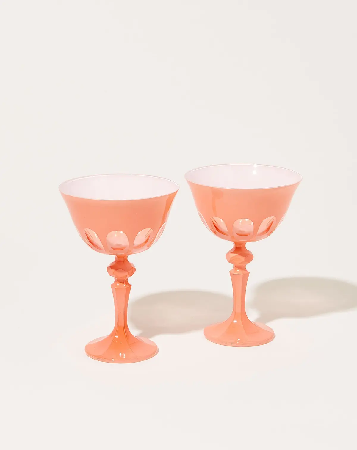 Rialto Glass Coupe Set In Salmon 1