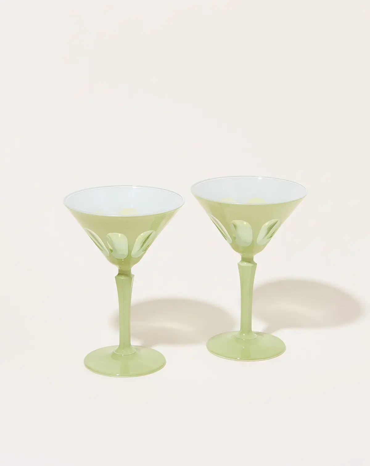 Rialto Glass Martini Set In Pale Sage 1