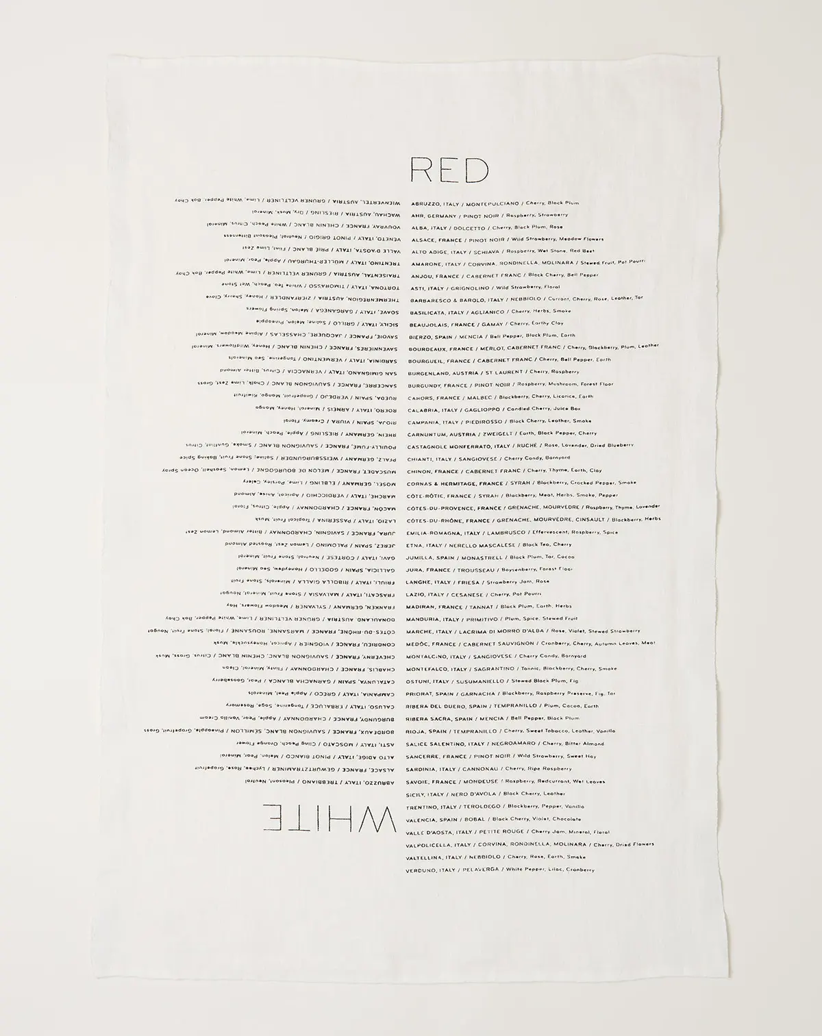 Wine List Tea Towel 1