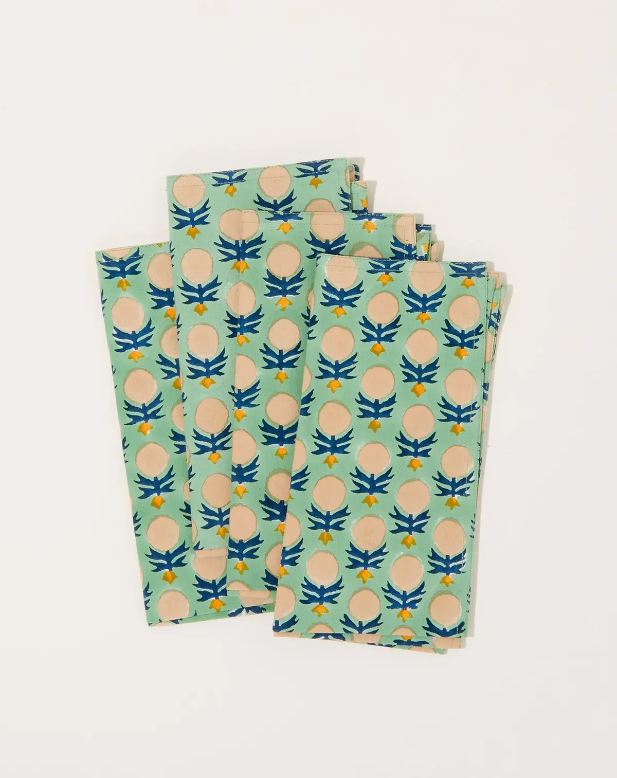 Kesya Block Printed Table Napkins In Mint Green 1