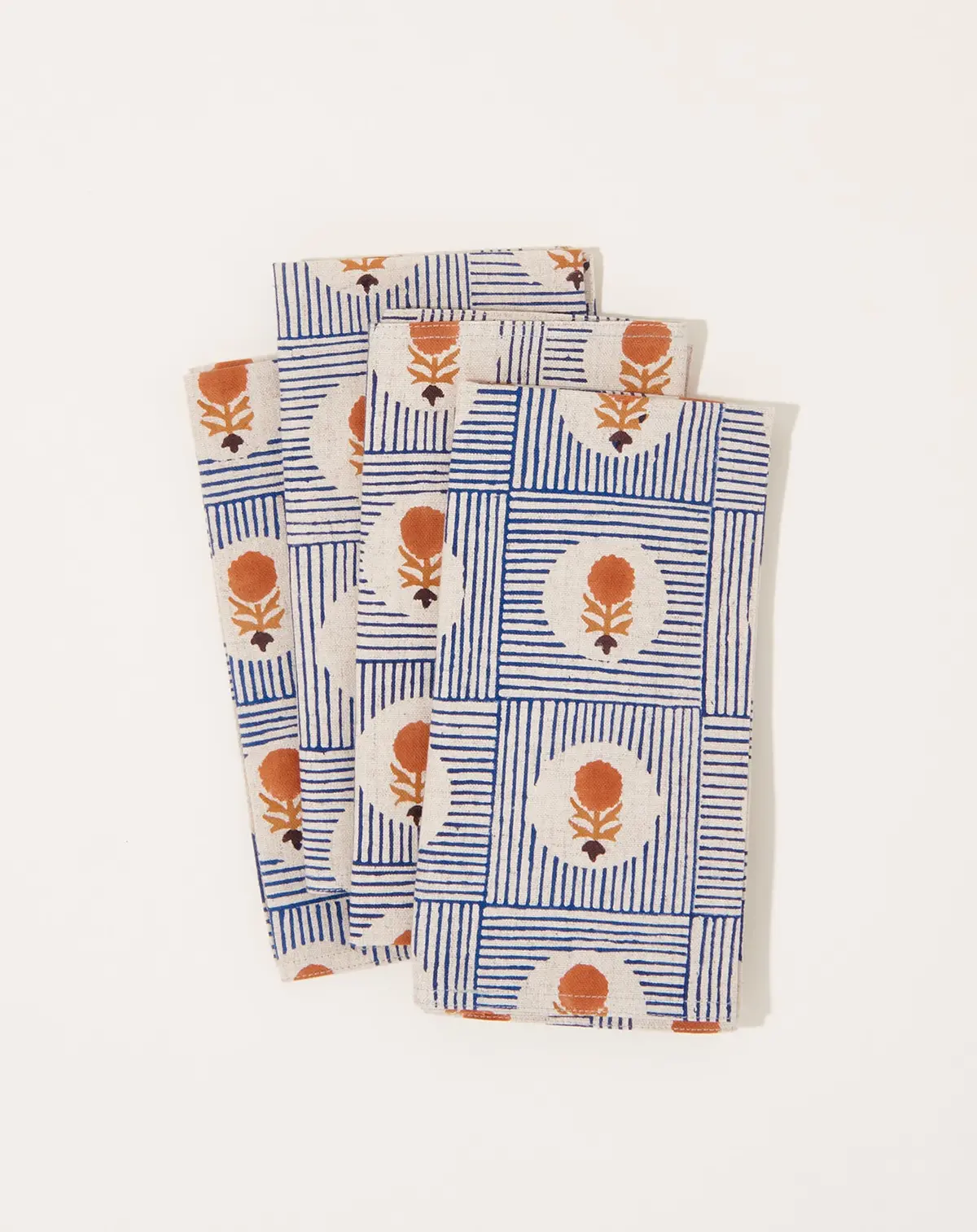 Namita Block Printed Table Napkins In Ink Blue 1