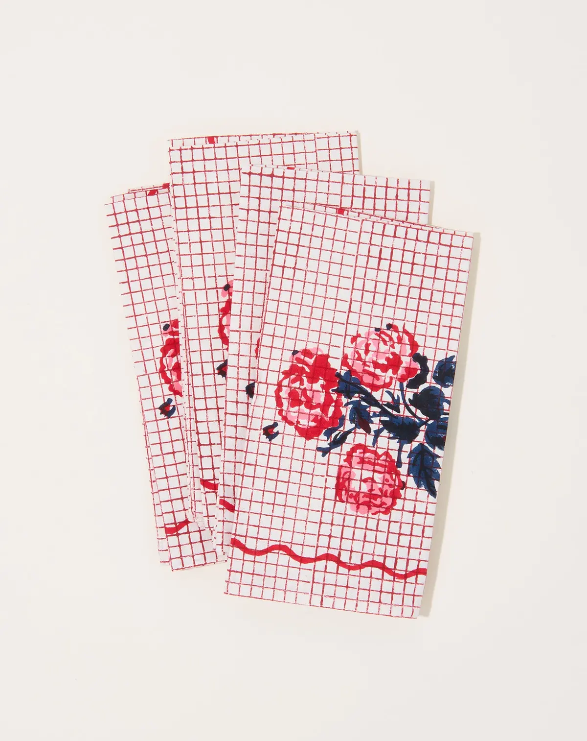 Pari Block Printed Table Napkins In Red 1