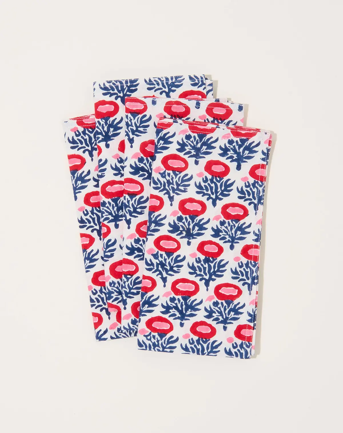 Rumi Block Printed Table Napkins In Red 1