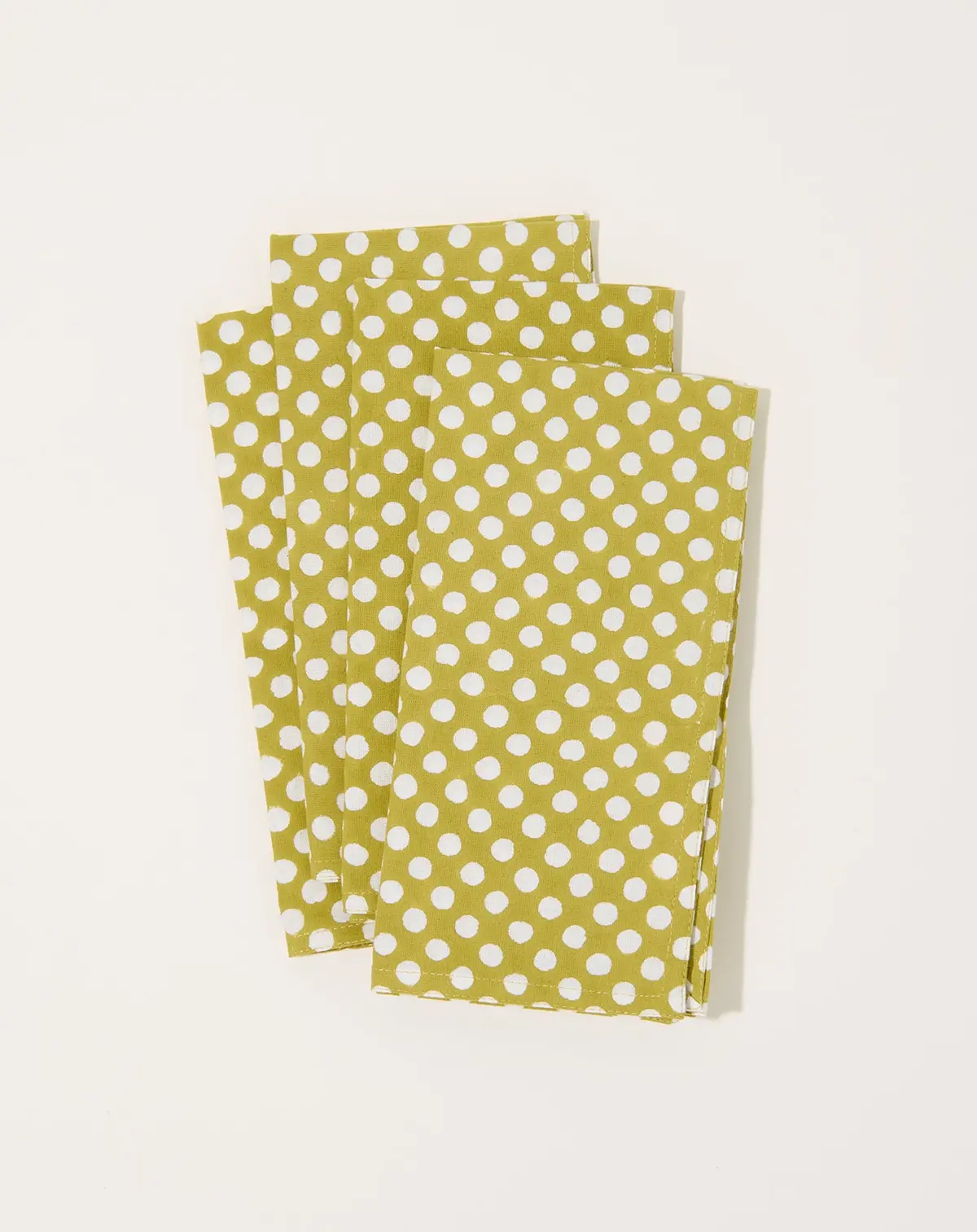 Syra Block Printed Table Napkins In Warm Olive 1