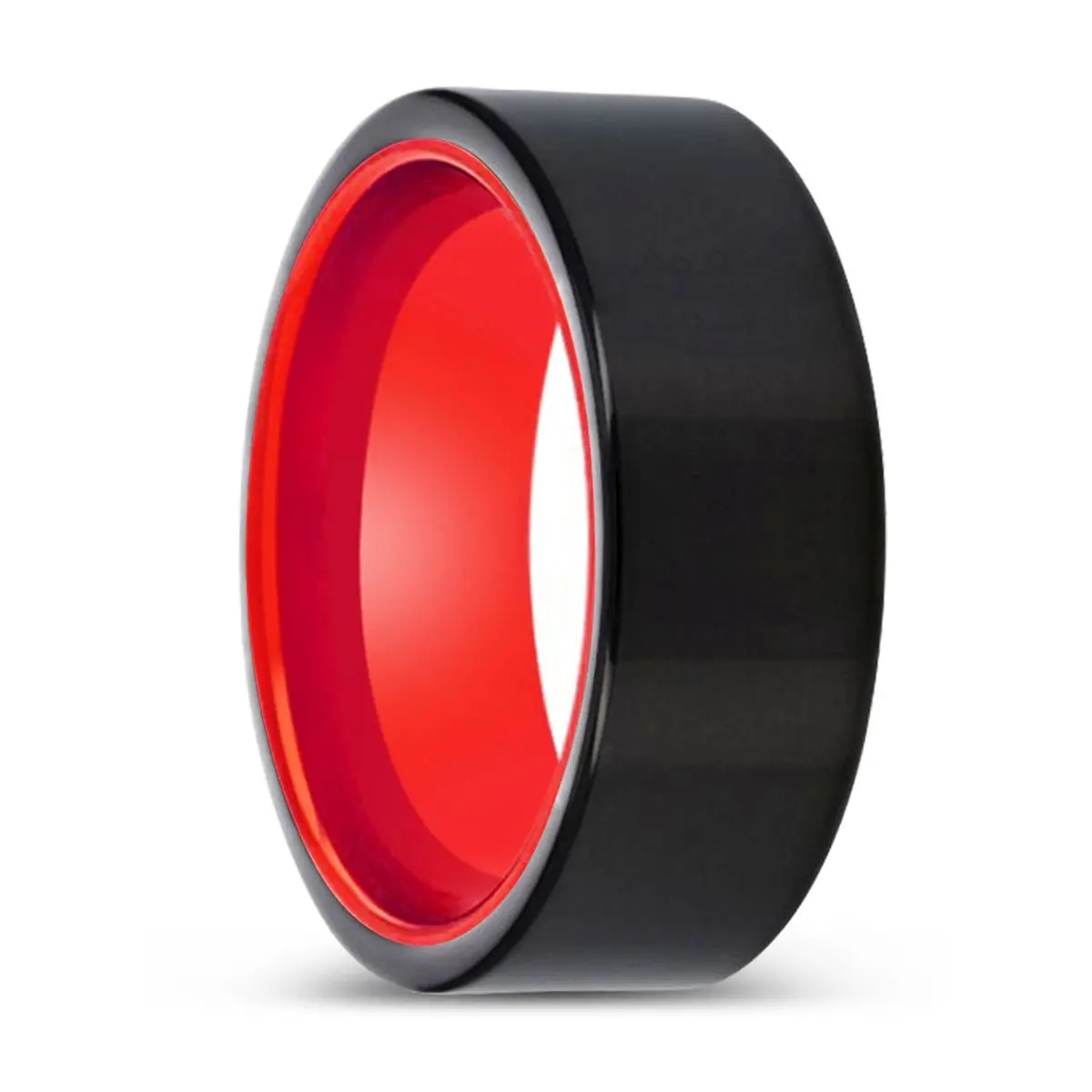 Soloris | Red Ring, Black Tungsten Ring, Shiny, Flat 1