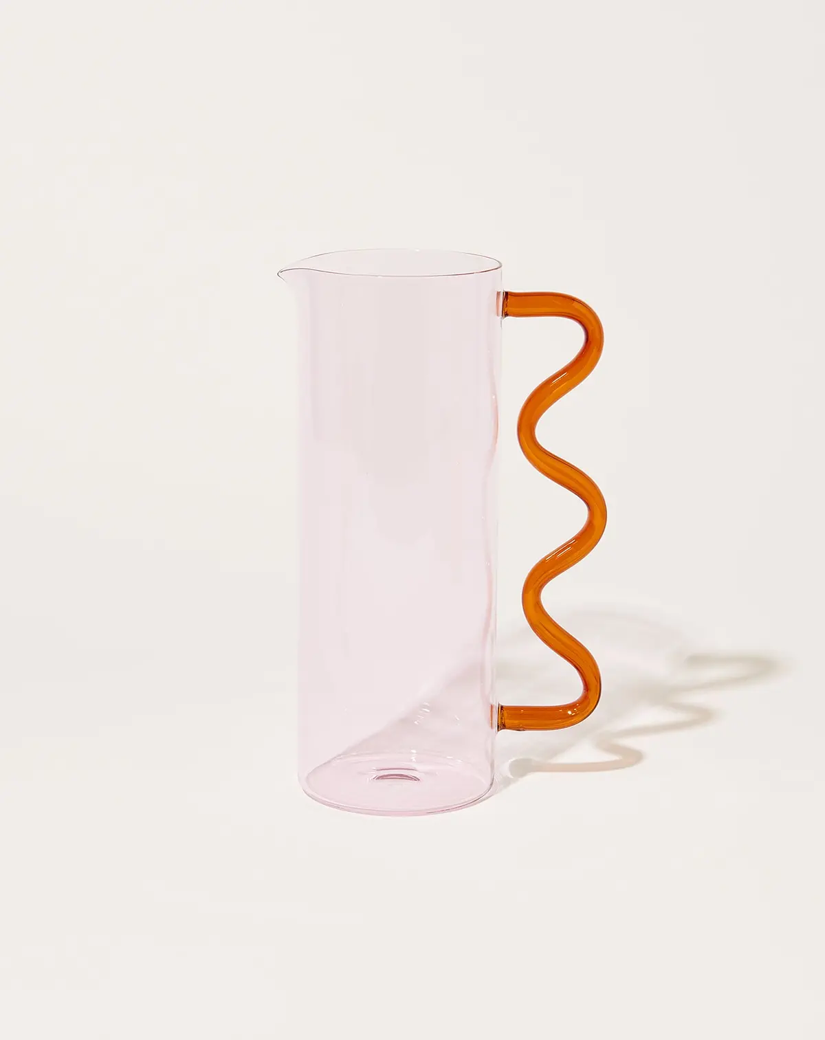 Wave Pitcher In Pink With Amber 1