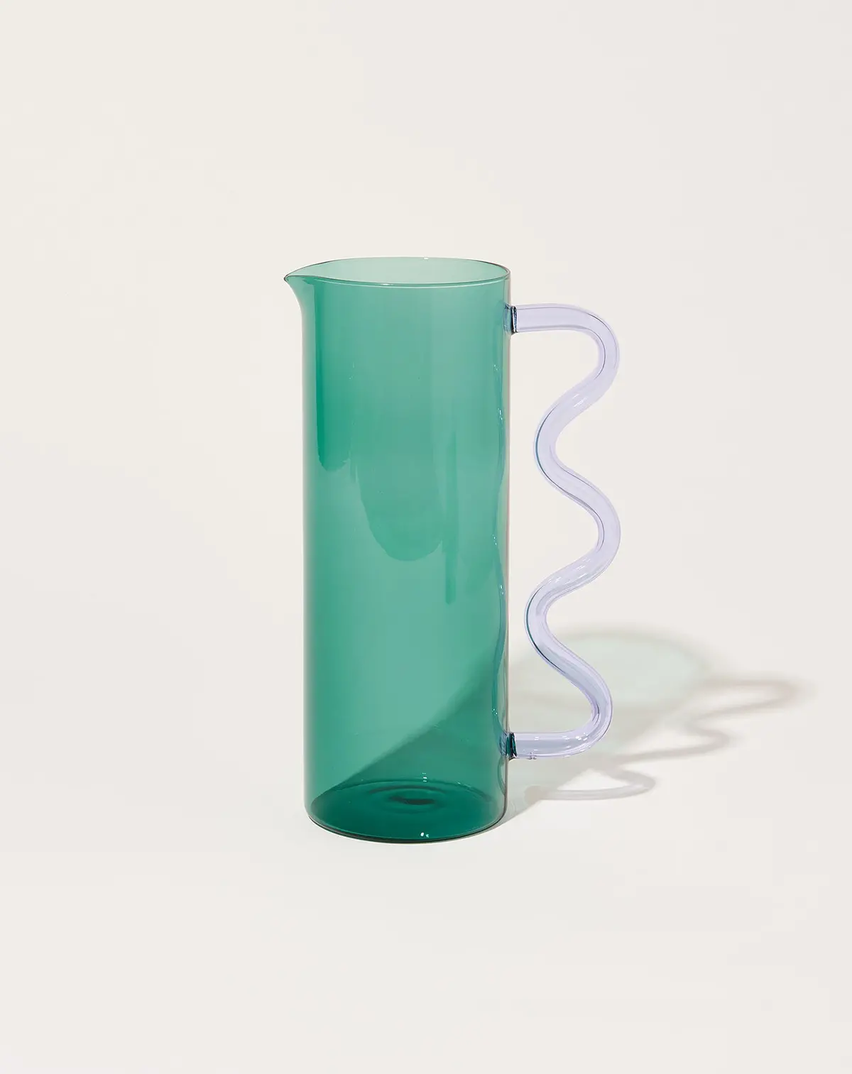 Wave Pitcher In Teal With Lilac 1