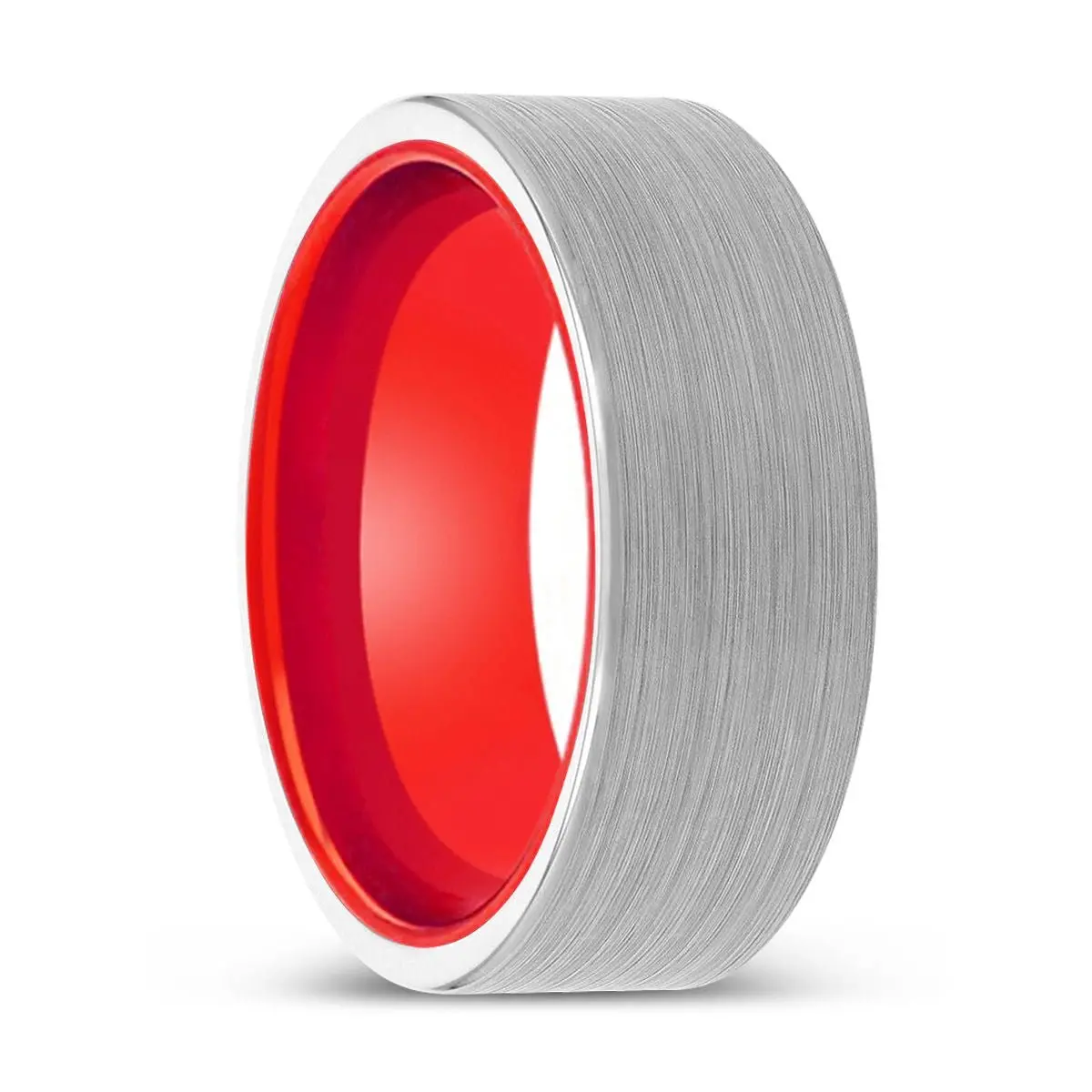 Soprano | Red Ring, White Tungsten Ring, Brushed, Flat 1