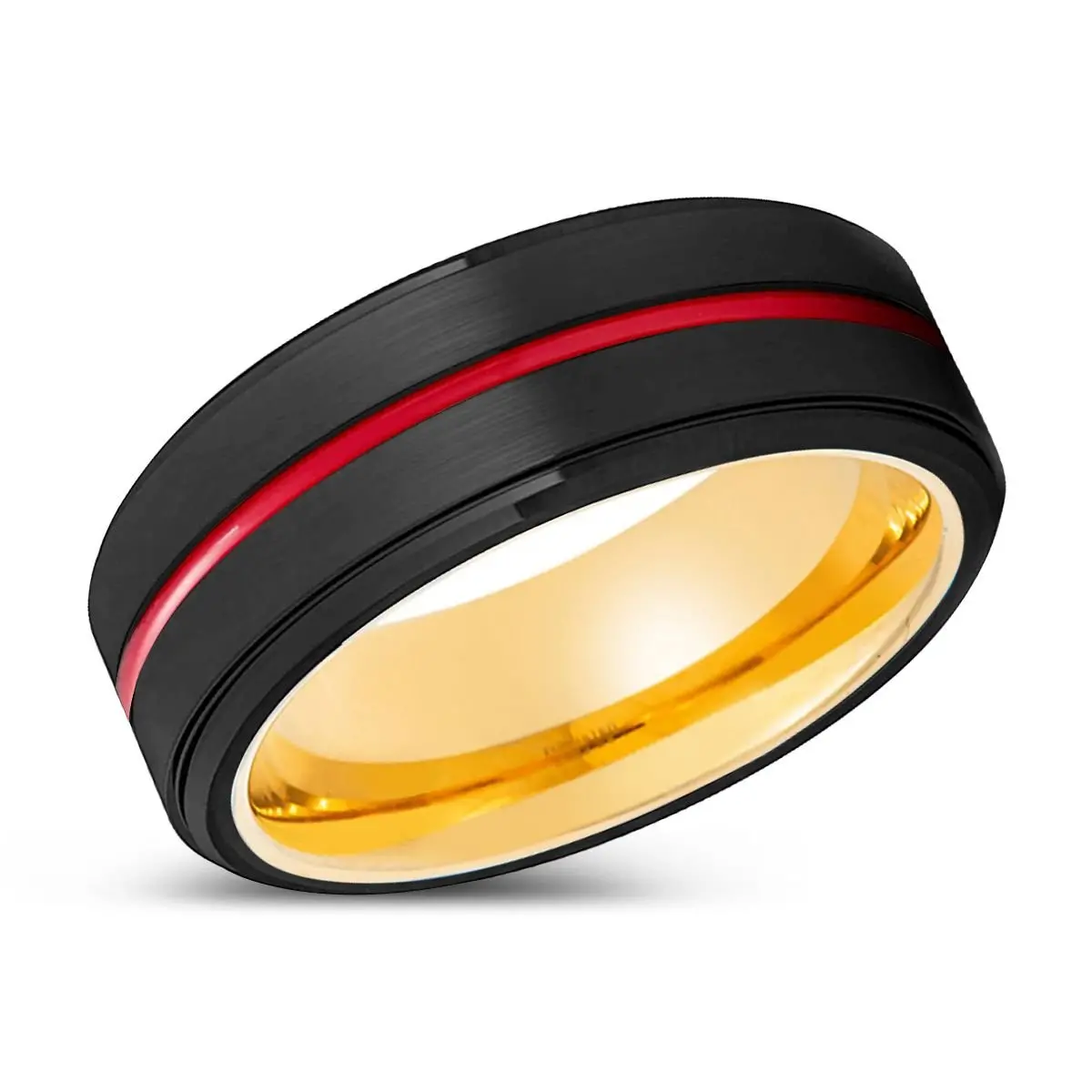 Speed | Gold Ring, Black Tungsten Ring, Red Groove, Stepped Edge 2