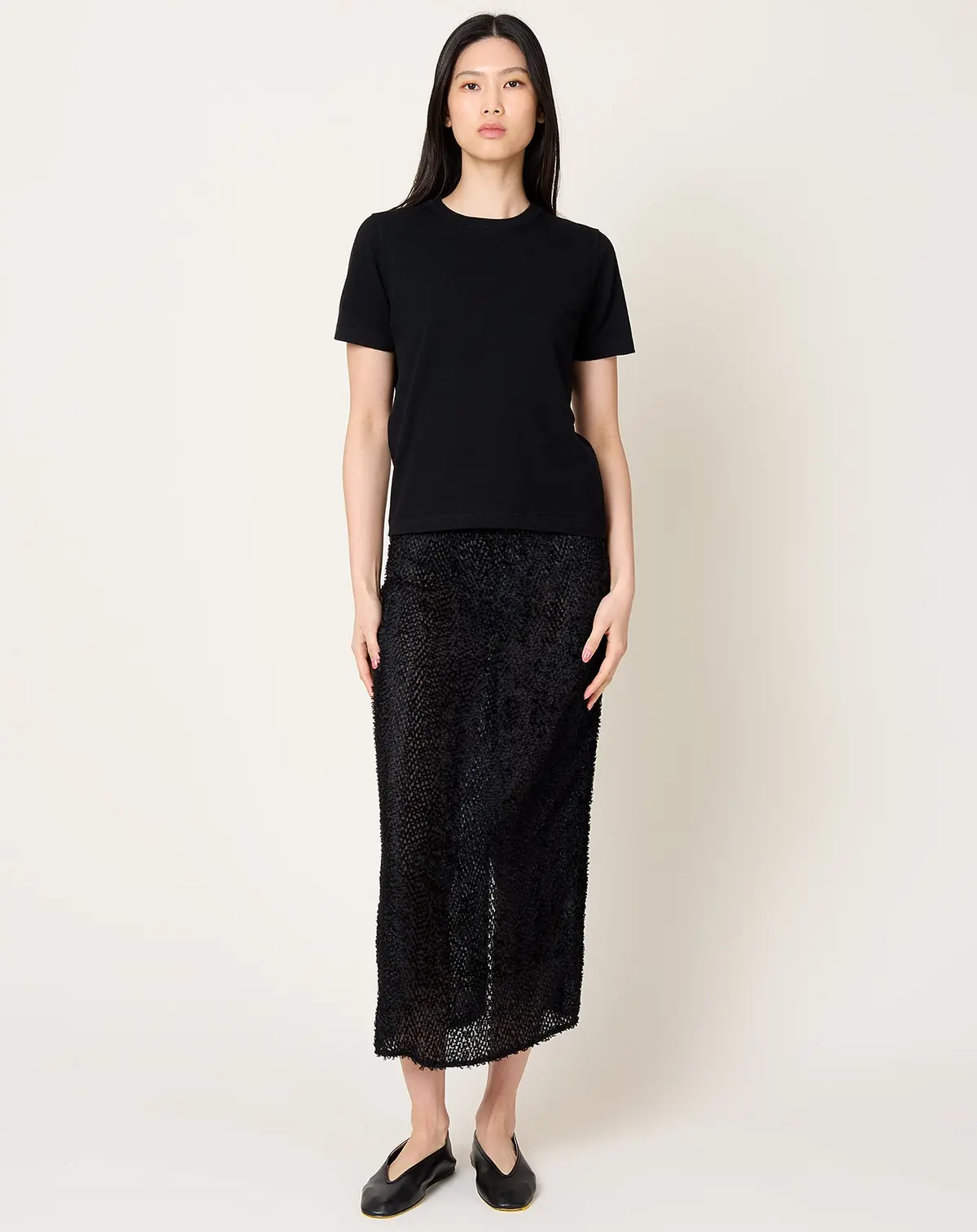 Feathered Silk Skirt In Black 1