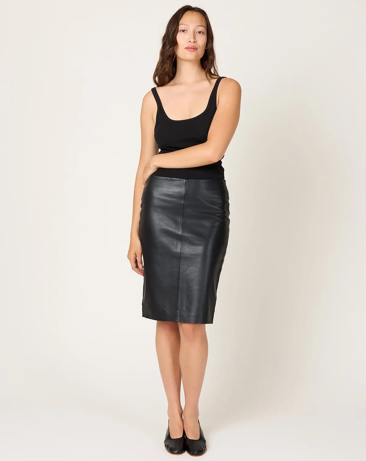 Leather Pencil Skirt In Black 1