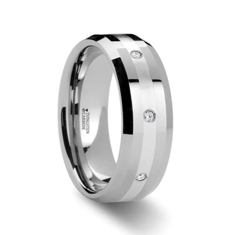 Stafford | Diamond Tungsten Ring Silver Inlay 1