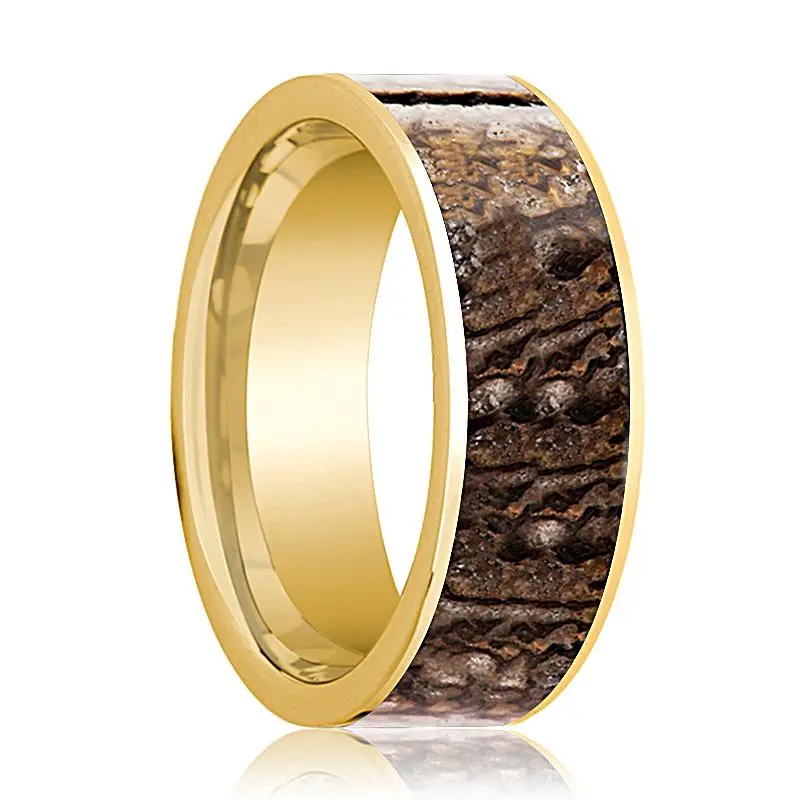 Steg | 14K Yellow Gold Brown Dino Bone Ring 1
