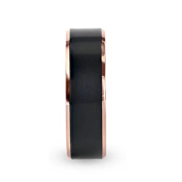 Stephen | Black Titanium Rose Gold Wedding Band 2