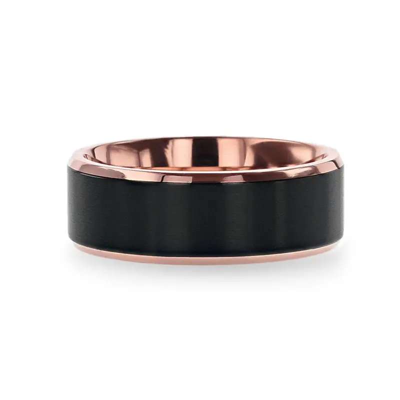 Stephen | Black Titanium Rose Gold Wedding Band 3