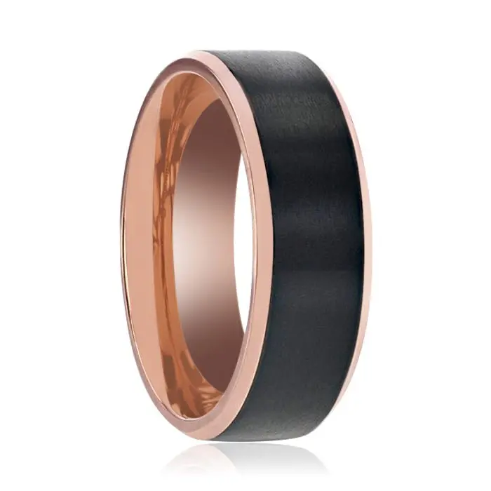 Stephen | Black Titanium Rose Gold Wedding Band 1