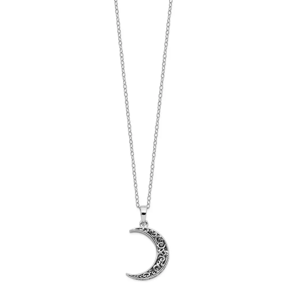 Sterling Silver Antiqued Quarter Moon Ash Holder Necklace 2