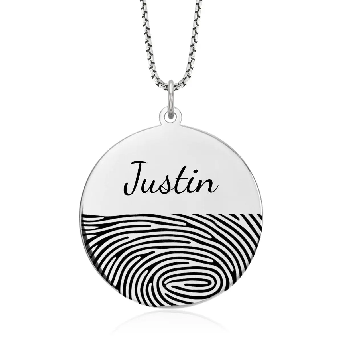 Sterling Silver Fingerprint Circle Pendant 2
