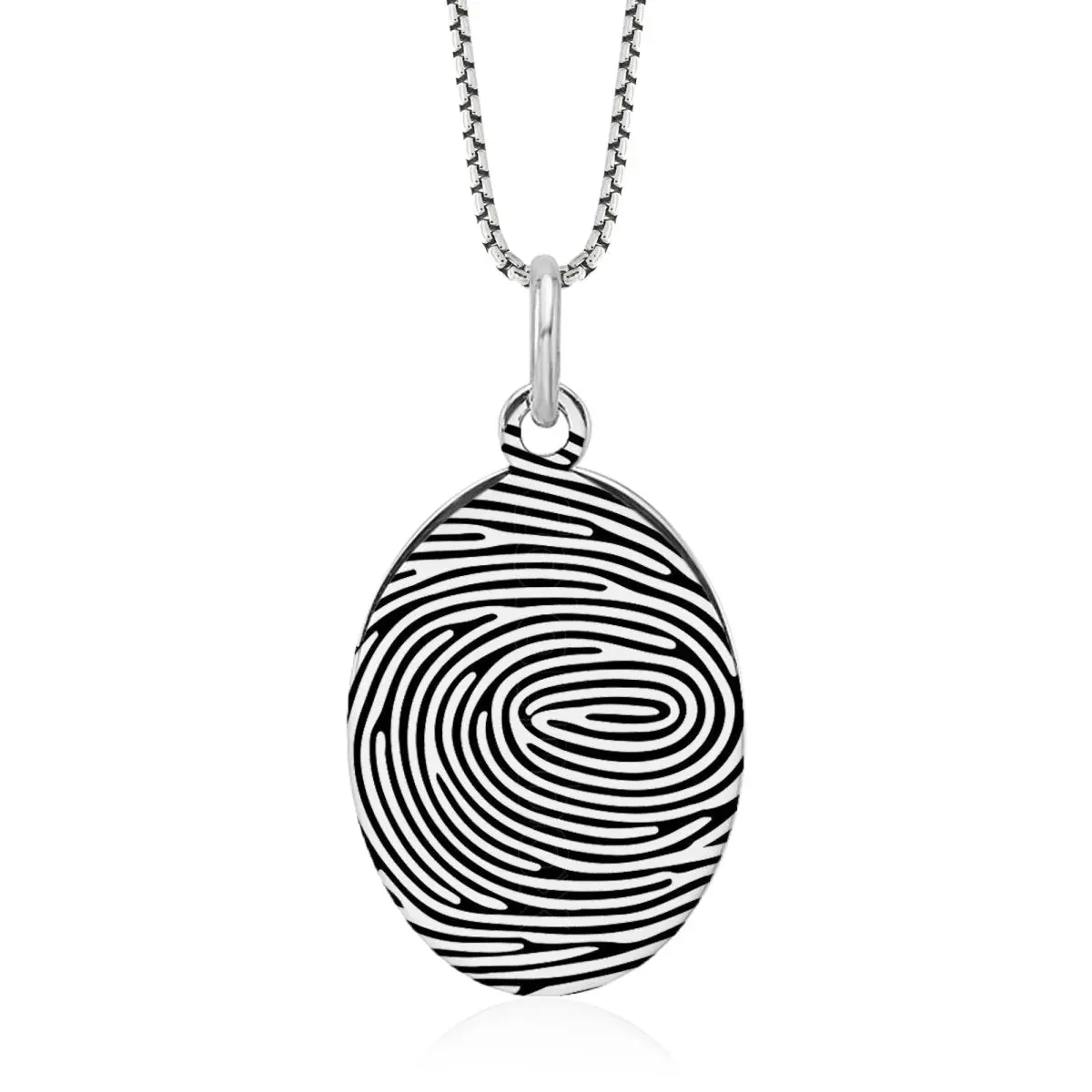 Sterling Silver Fingerprint Oval Pendant 1