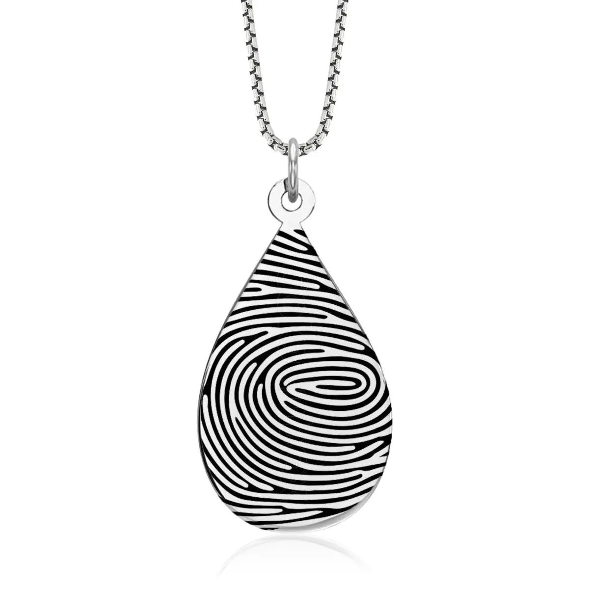 Sterling Silver Fingerprint Tear Drop Pendant 1