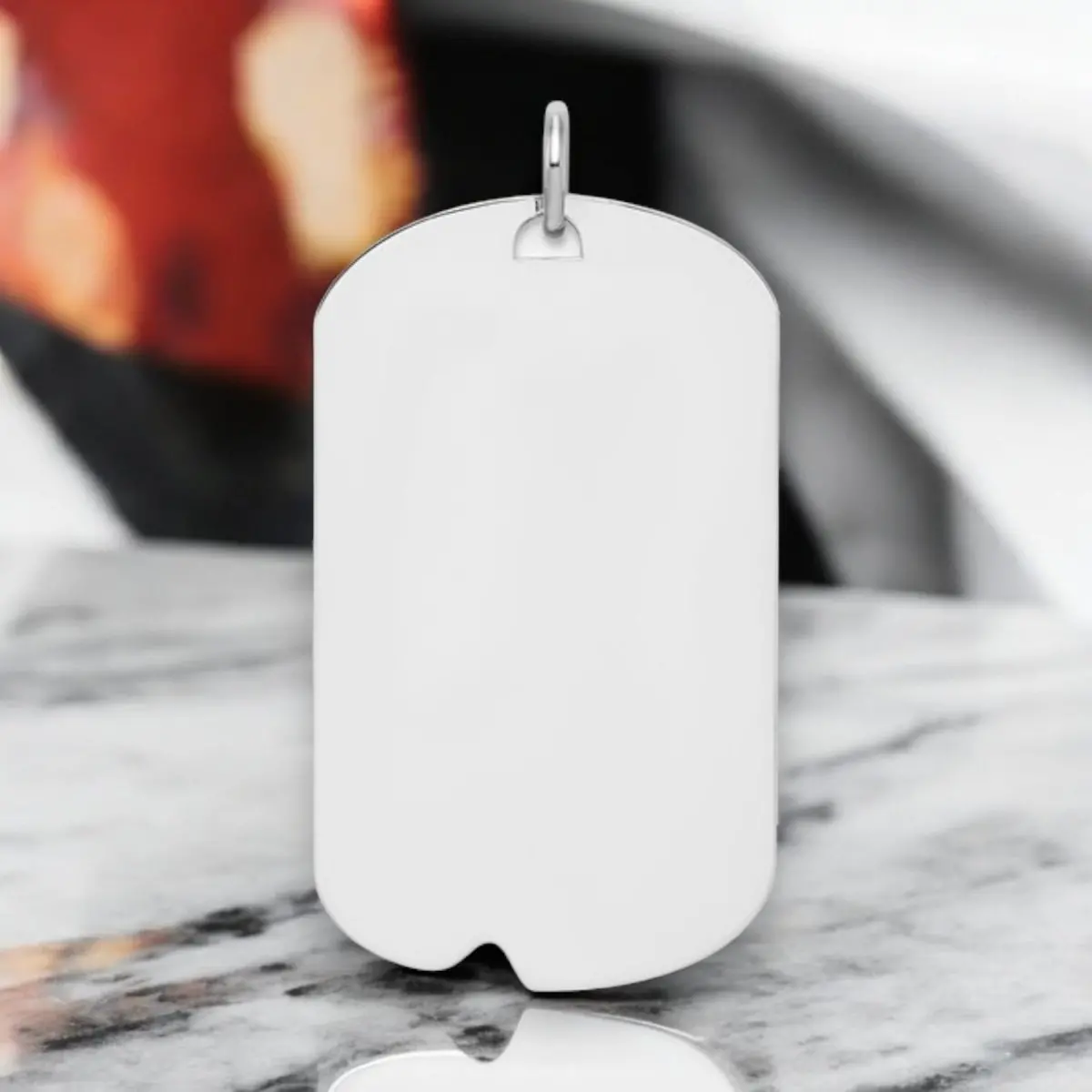 Sterling Silver Rhodium-Plated Engravable Dog Tag Pendant 1