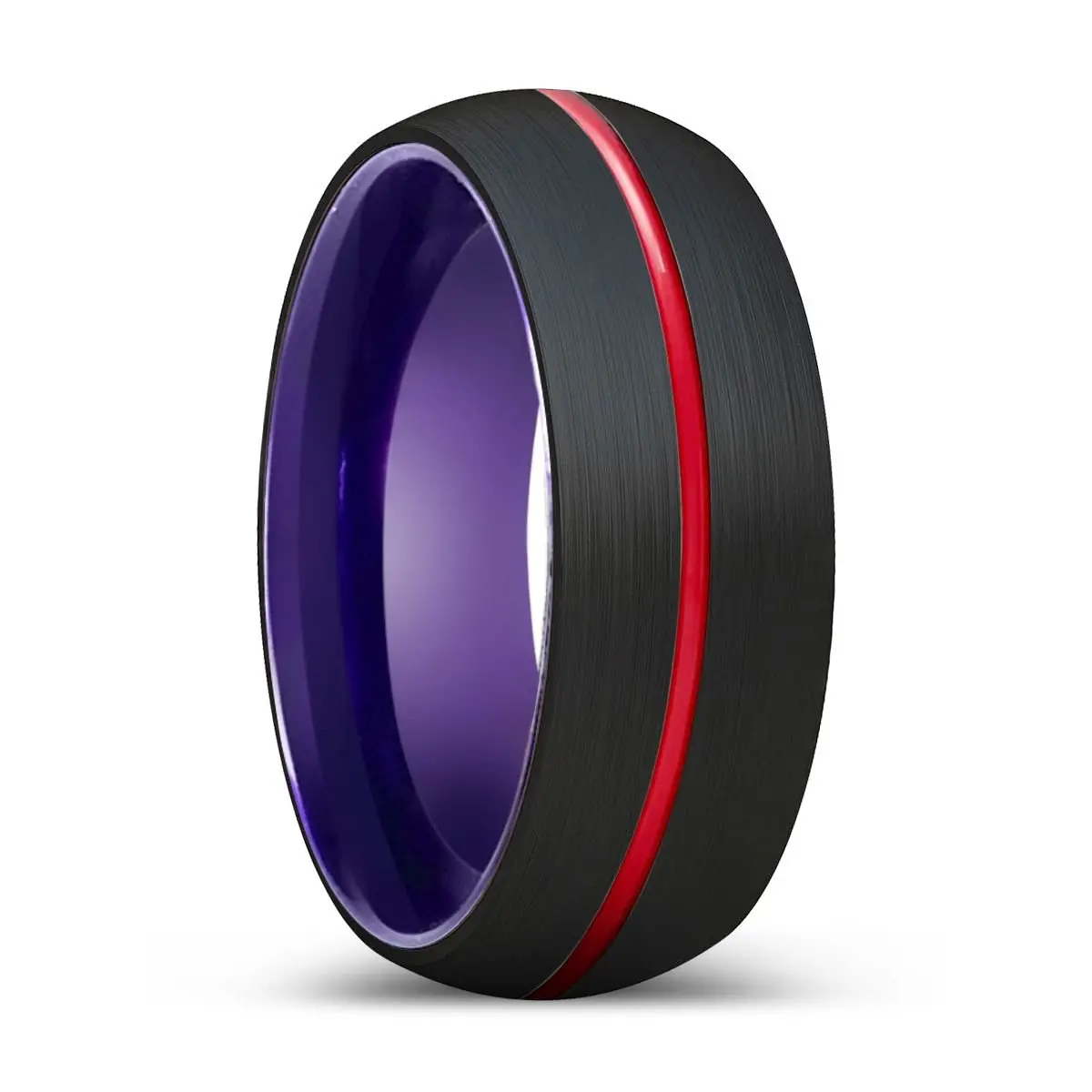 Stork | Purple Ring, Black Tungsten Ring, Red Groove, Domed 1