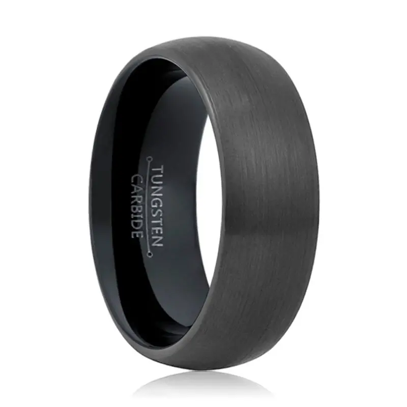 Stormy | Black Ring, Black Tungsten Ring, Brushed, Domed 1