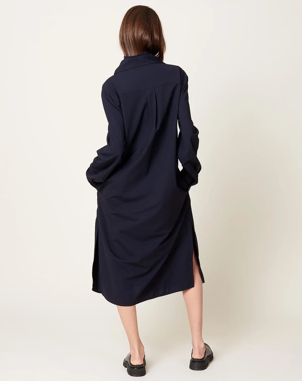 Ohrid Scarf Neck Dress In Darkest Navy 3
