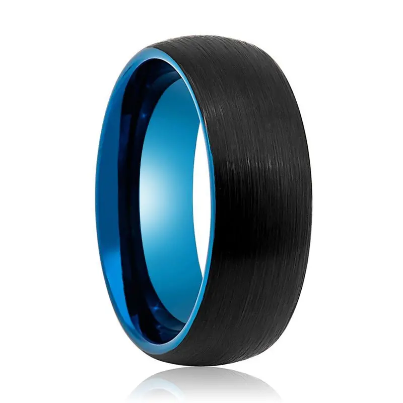 Supra | Blue Tungsten Ring, Black Tungsten Ring, Brushed, Domed 1