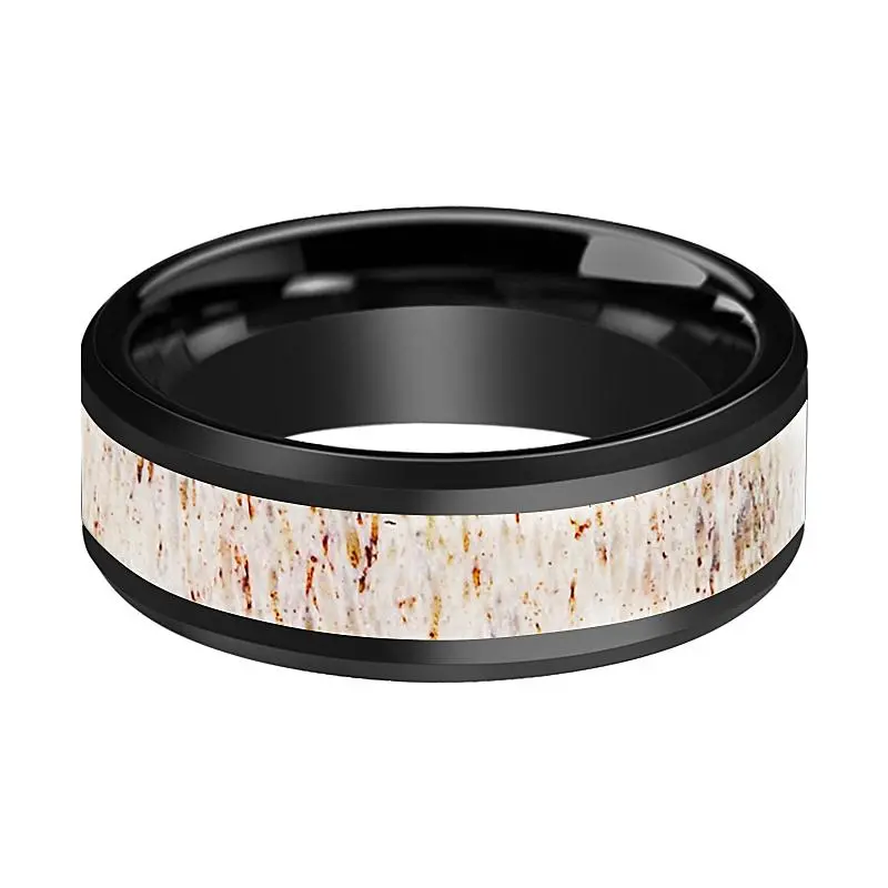 Tail | Ceramic Ring Off White Deer Antler Inlay 2