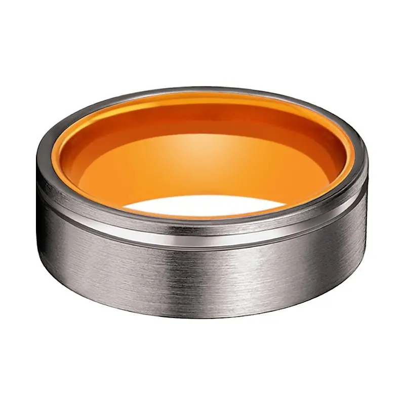 Tang | Orange Ring, Gunmetal Tungsten Offset Groove 3