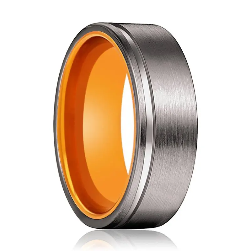 Tang | Orange Ring, Gunmetal Tungsten Offset Groove 1