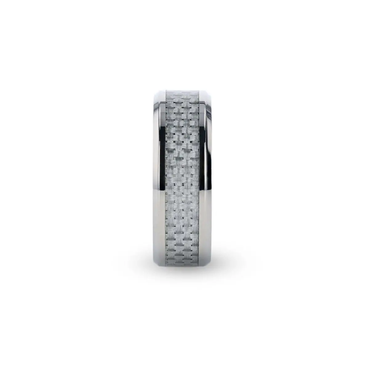 Tantalus | Silver Titanium Ring, White Carbon Fiber Inlay, Beveled 2