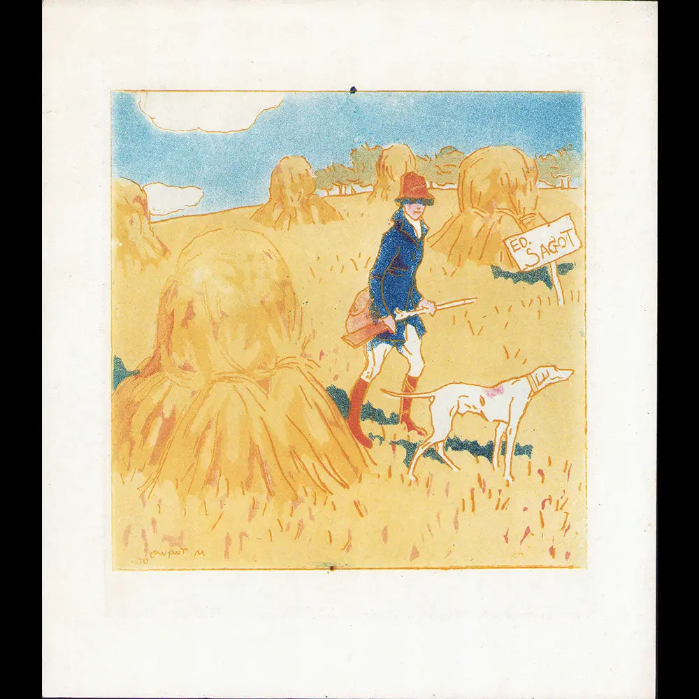 Maurice Taquoy - Le Chasseur Dans Le Champ, Estampe De L'éditeur Sagot (1906) 1
