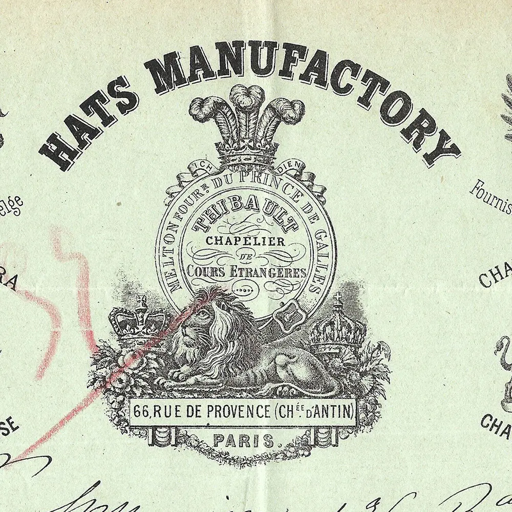 Thibault, Hats Manufactory - Facture Du Chapelier, 66 Rue De Provence À Paris (1887) 2
