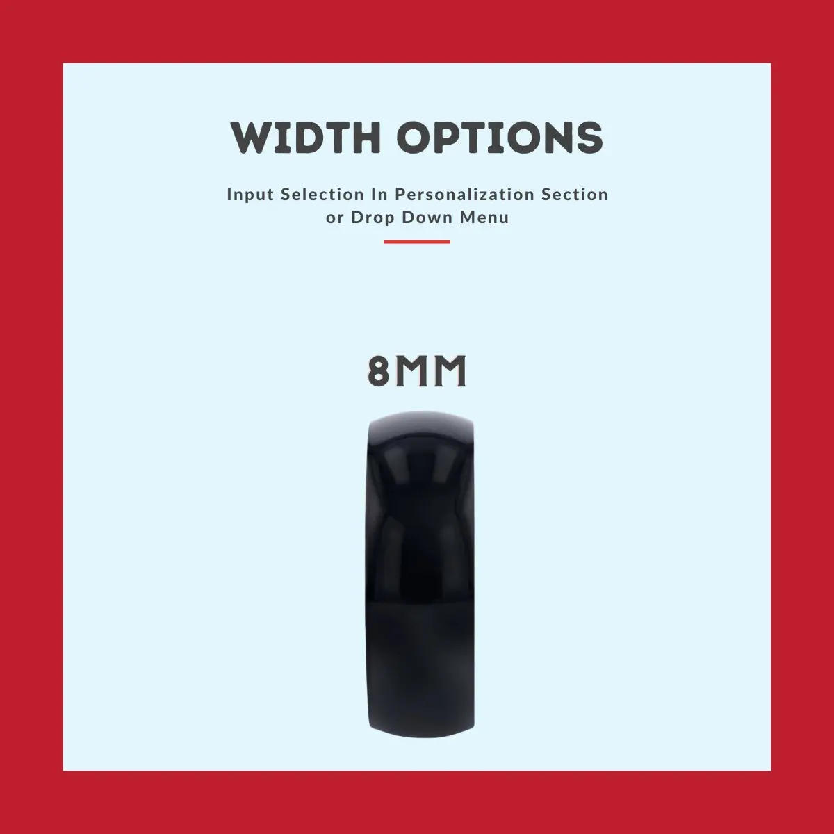 Timber | Black & Red Wood, Black Tungsten Ring, Shiny, Domed 3