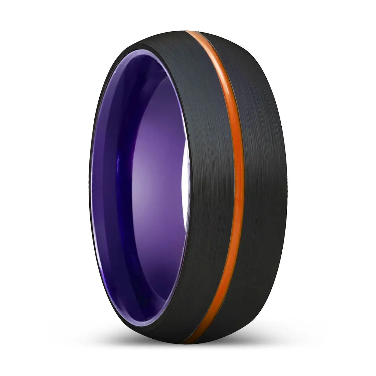 Titanus | Purple Ring, Black Tungsten Ring, Orange Groove, Domed 1