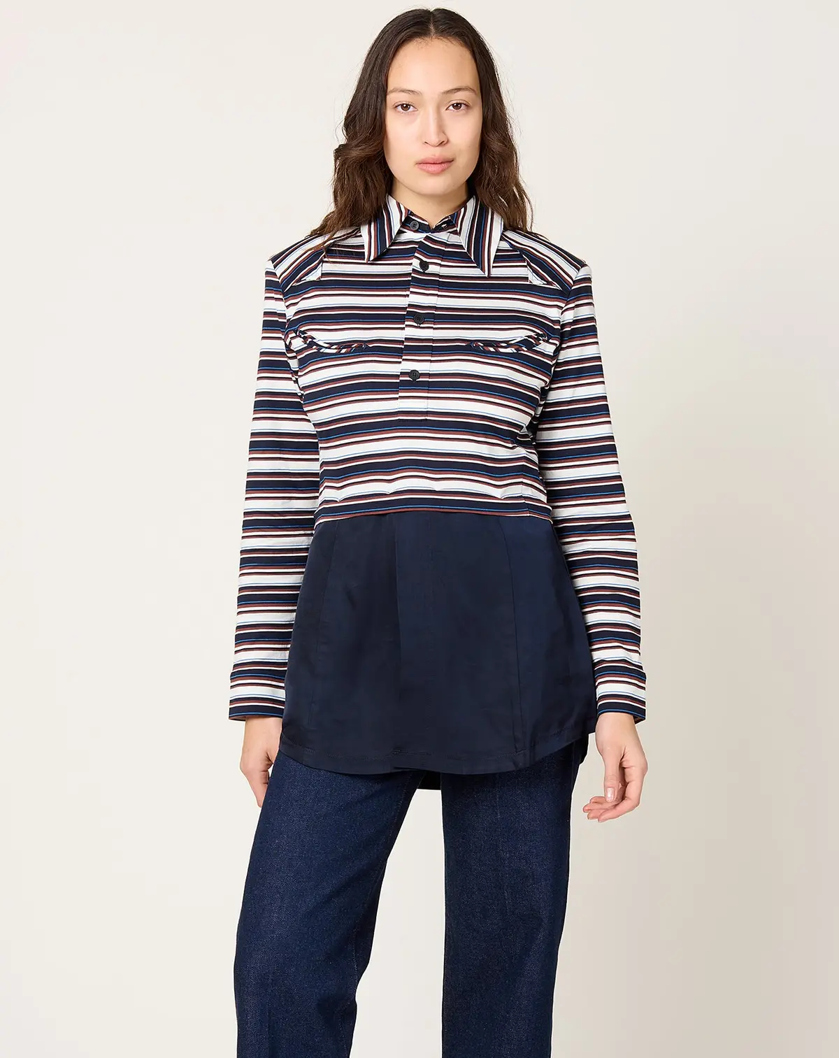 Cotton Jersey Mix Stripe Shirt 1