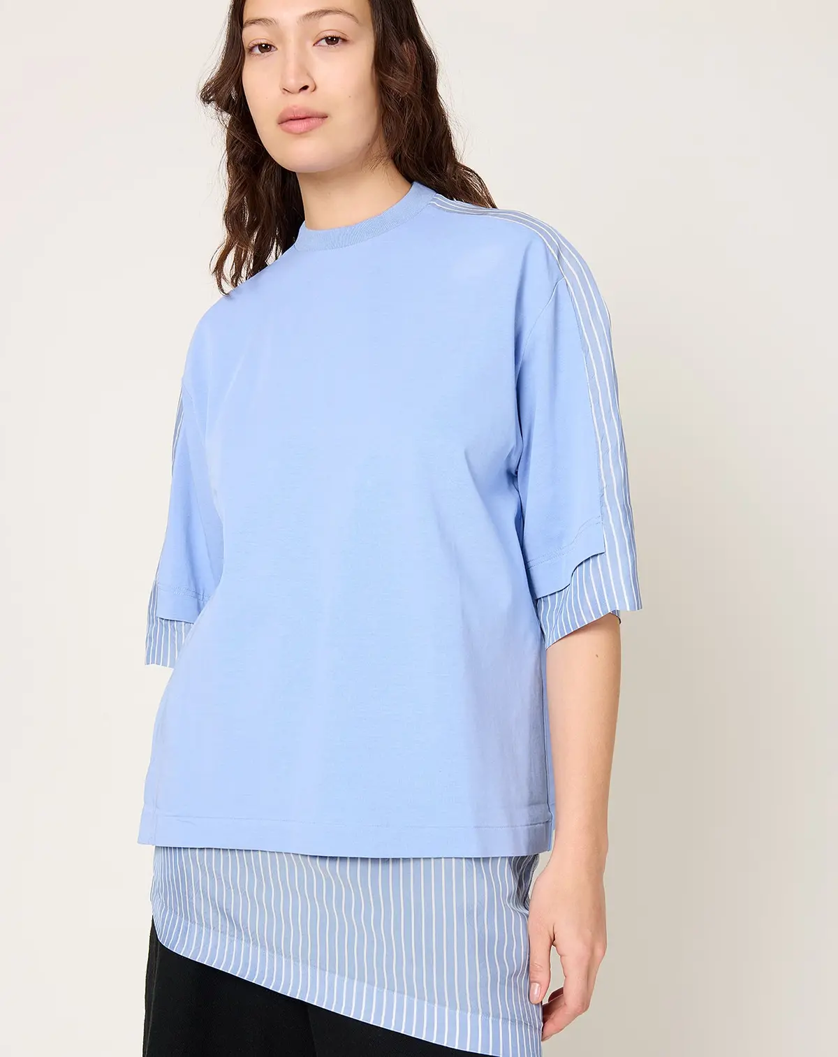 Cotton Jersey T-Shirt In Light Blue 1