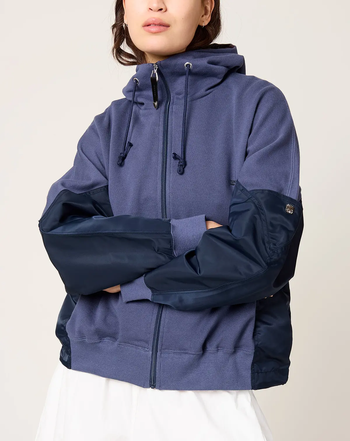 Cotton Nylon Hoodie Navy 1