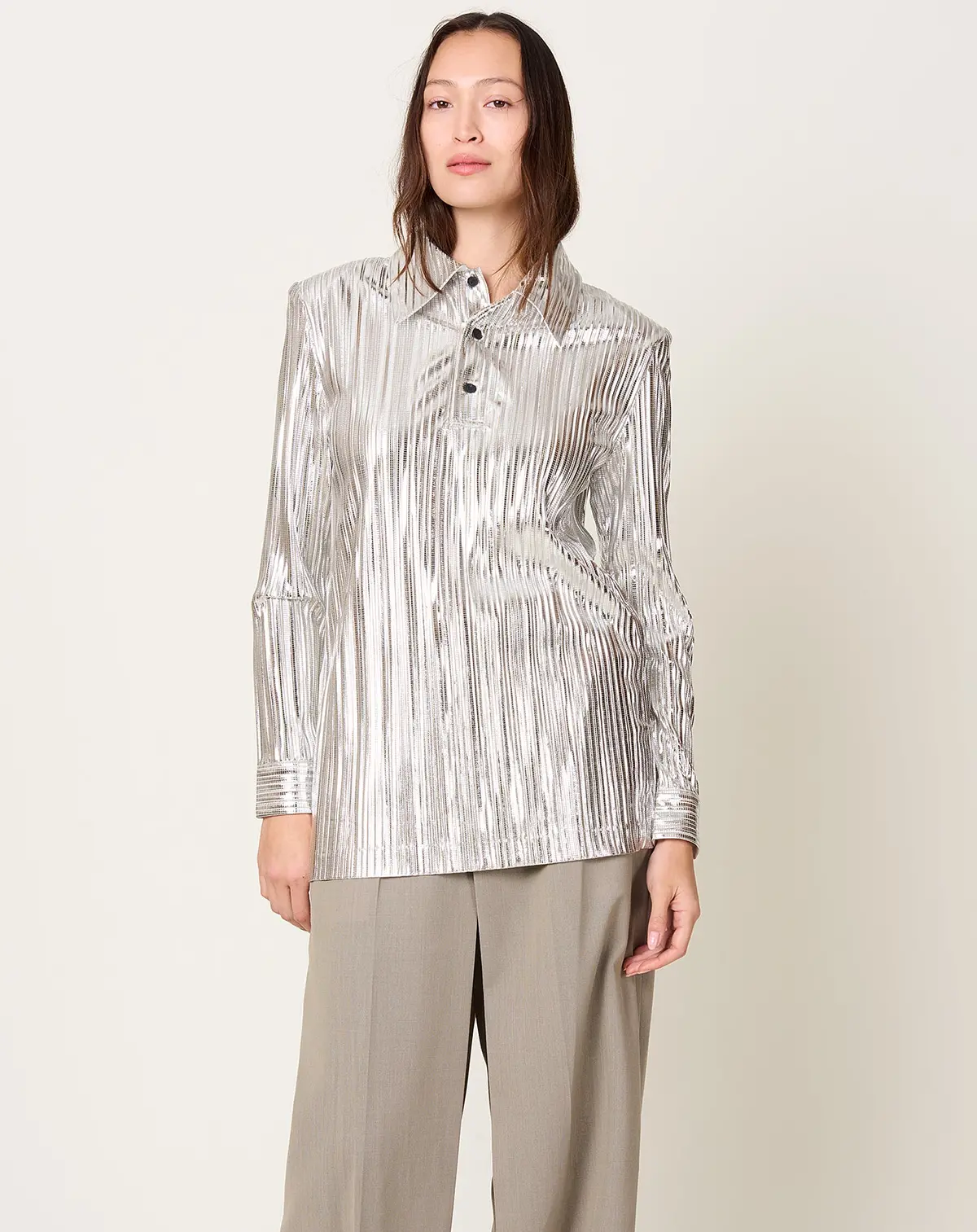 Folio Print Polo Shirt In Silver 1