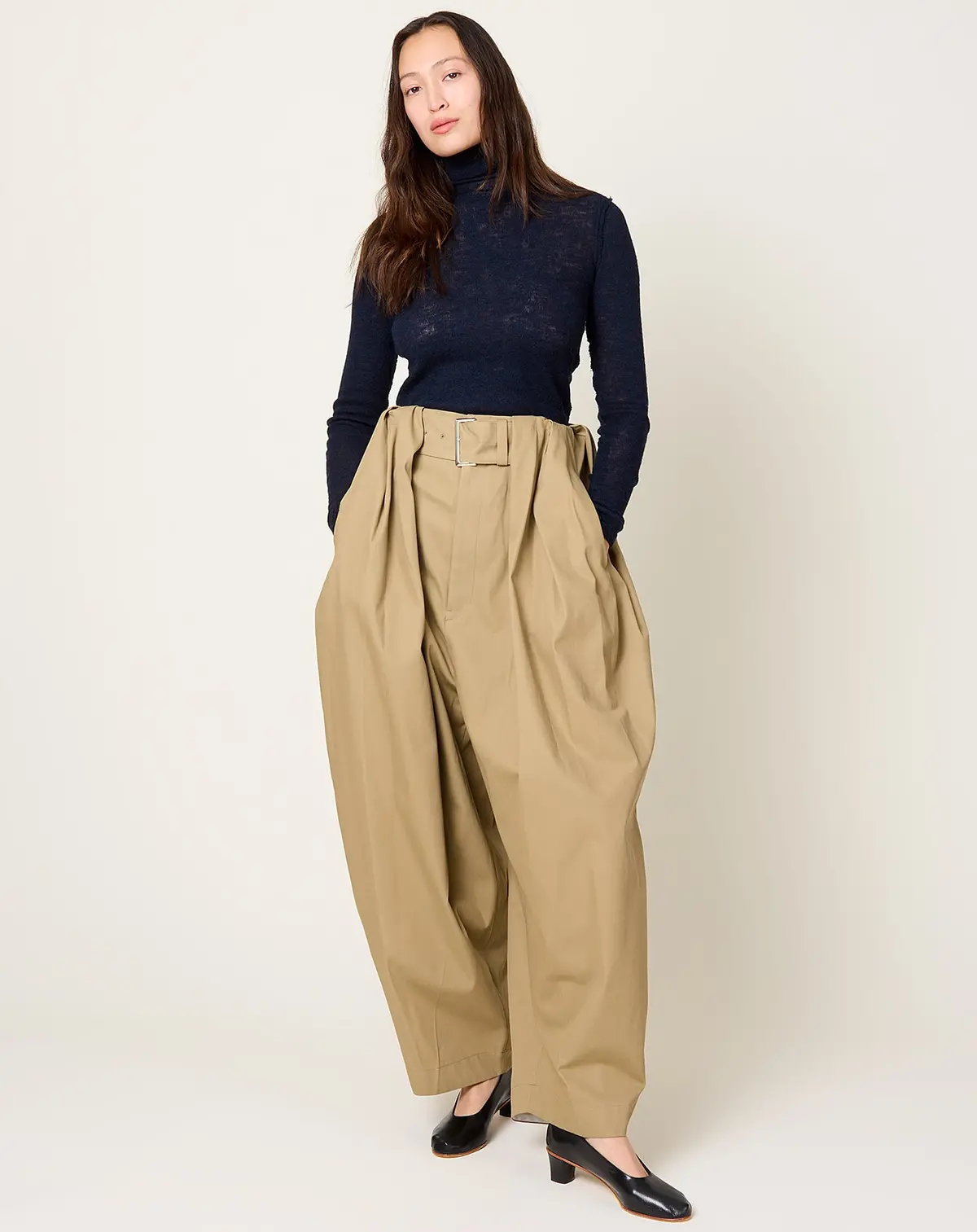 High Twist Twill Wide Pants In Beige 1